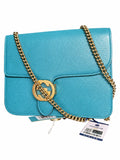 03 Pre-owned GUCCI Turquoise Interlocking G Chain Shoulder Bag actual item white background