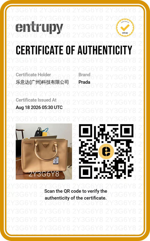 PRADA Beige Saffiano Galleria Tote authentication certificate