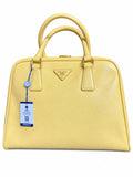 07 Pre-owned PRADA Yellow Saffiano Promenade Top-handle Bag actual item white background