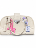 17 Pre-owned Louis Vuitton Ivory Epi Montaigne Bowling Bag actual item white background