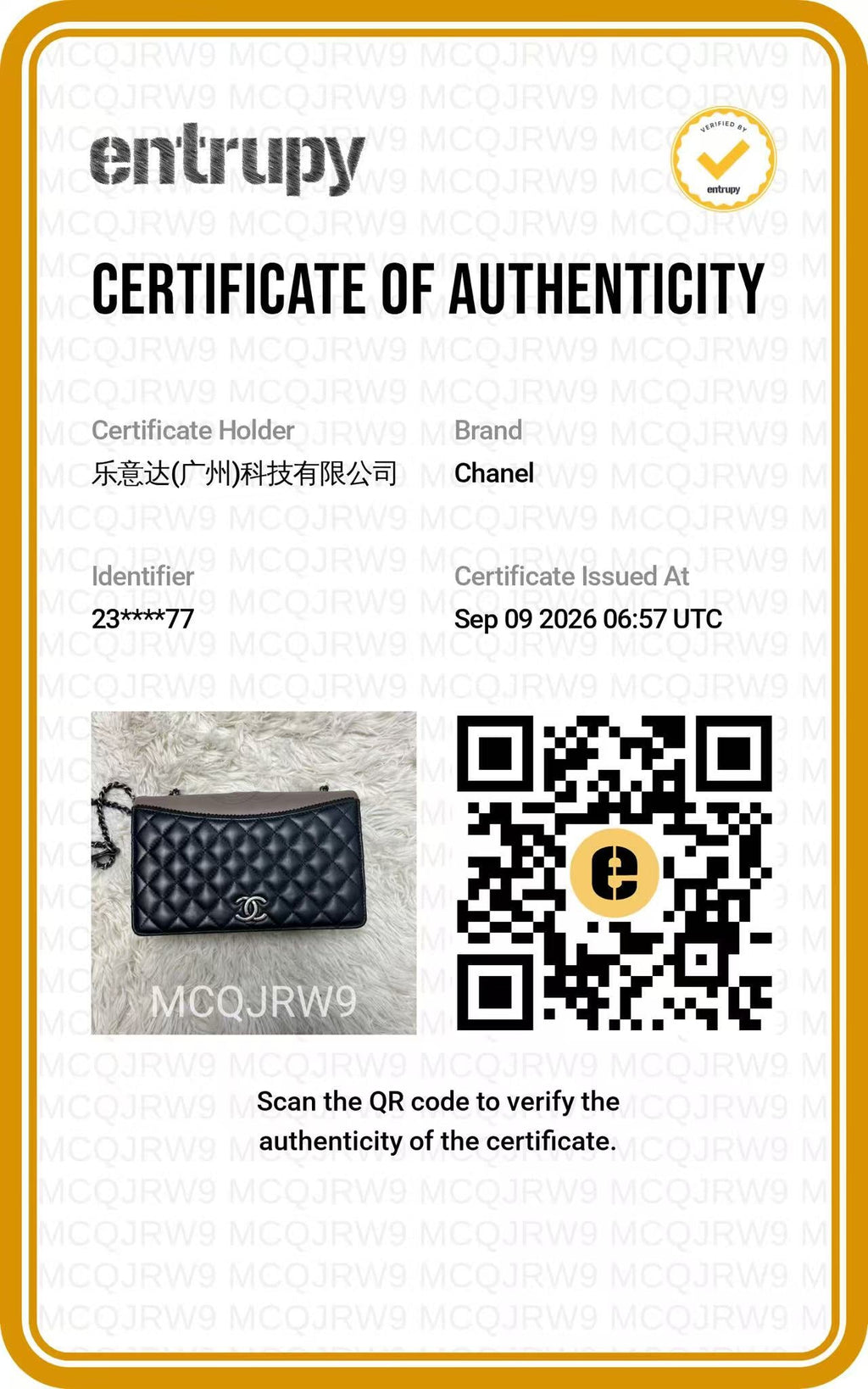 CHANEL Black Pink Bicolor Quilted Wallet on Chain authentication certificate