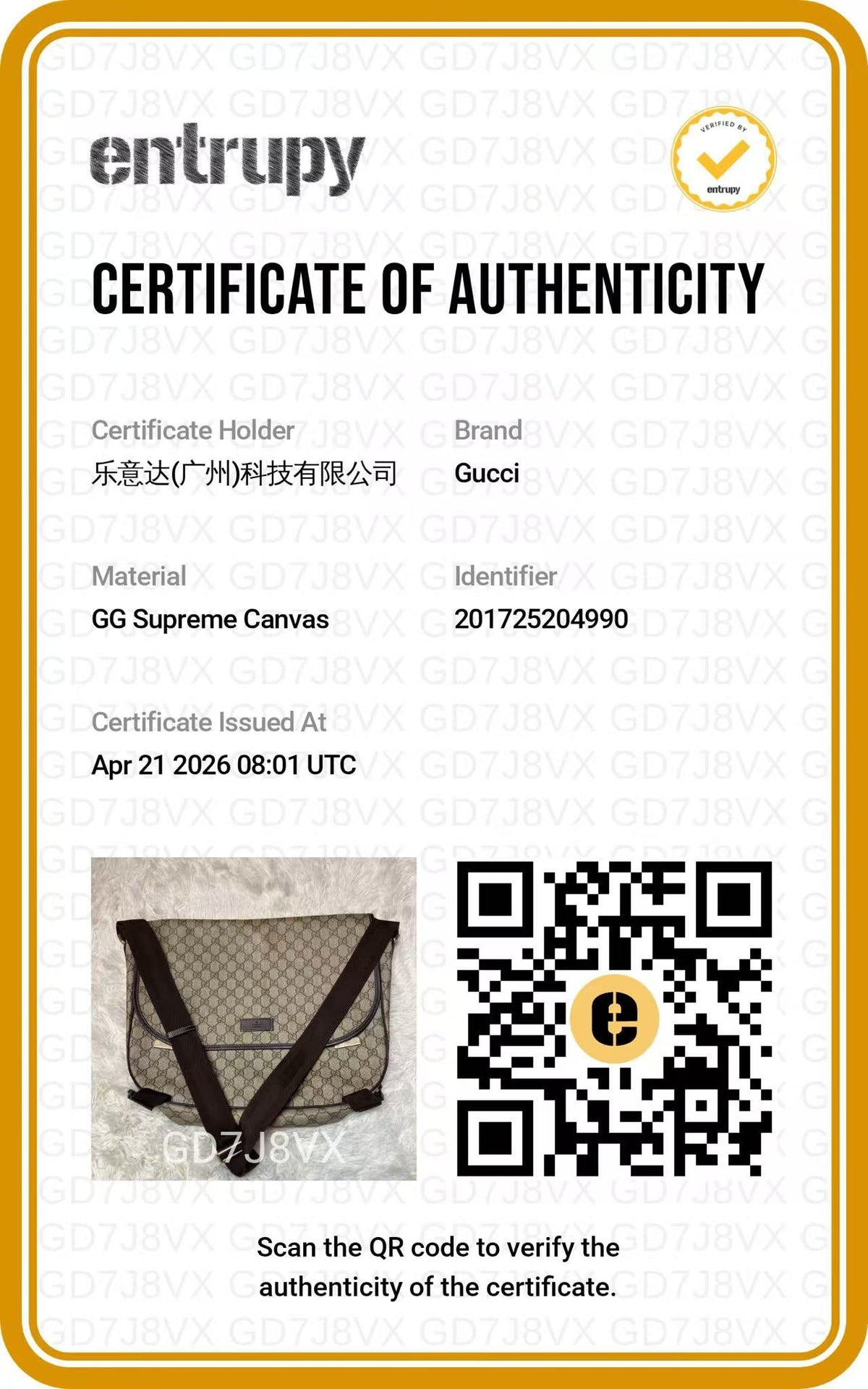 GUCCI GG Canvas Double Buckle Flap Messenger Bag authentication certificate