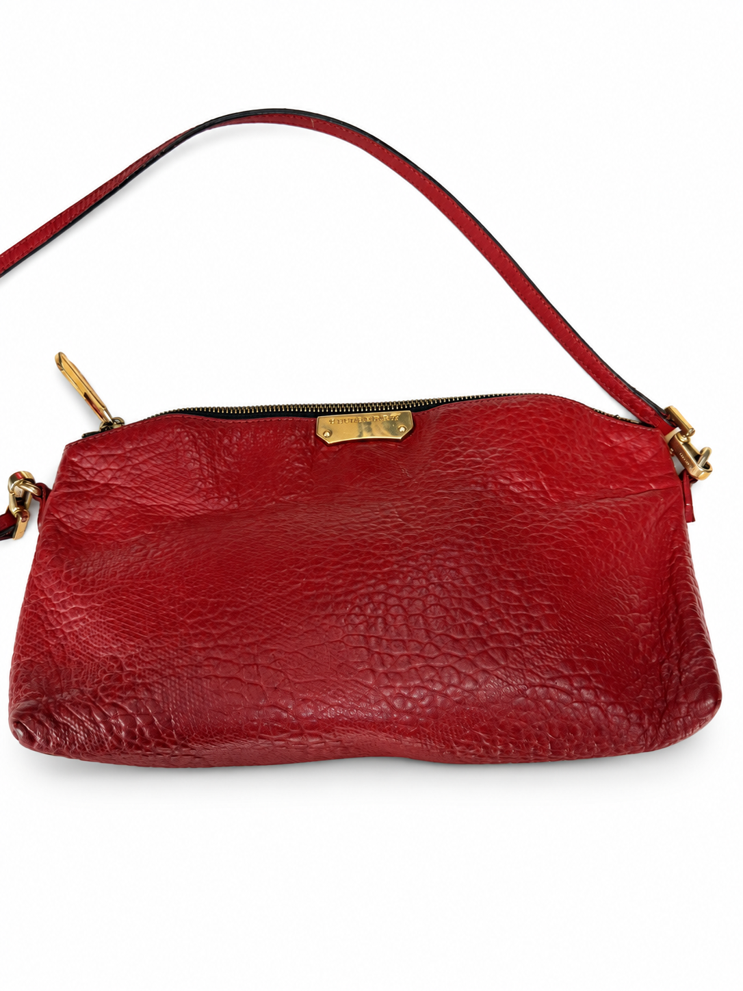30 Pre-owned BURBERRY Red Chichester Shoulder Bag actual item white background