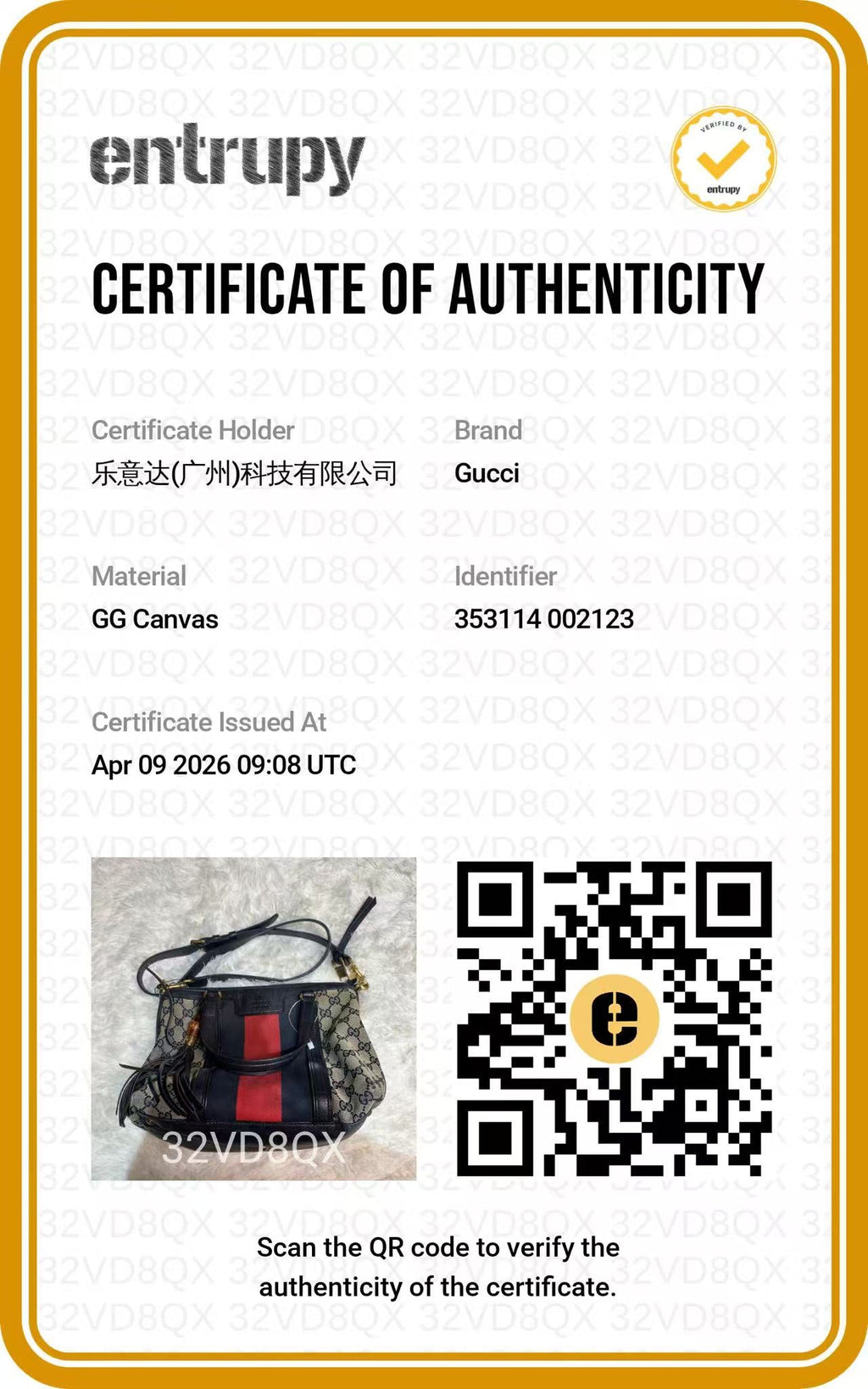 GUCCI GG Canvas Web Rania Bamboo Tassel Tote authentication certificate